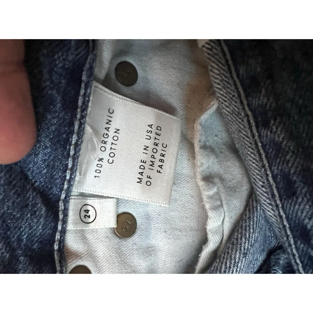Grlfrnd Denim Blue Jeans Karolina Dark Wash Size 24 Raw Hem‎ Forget Me Never